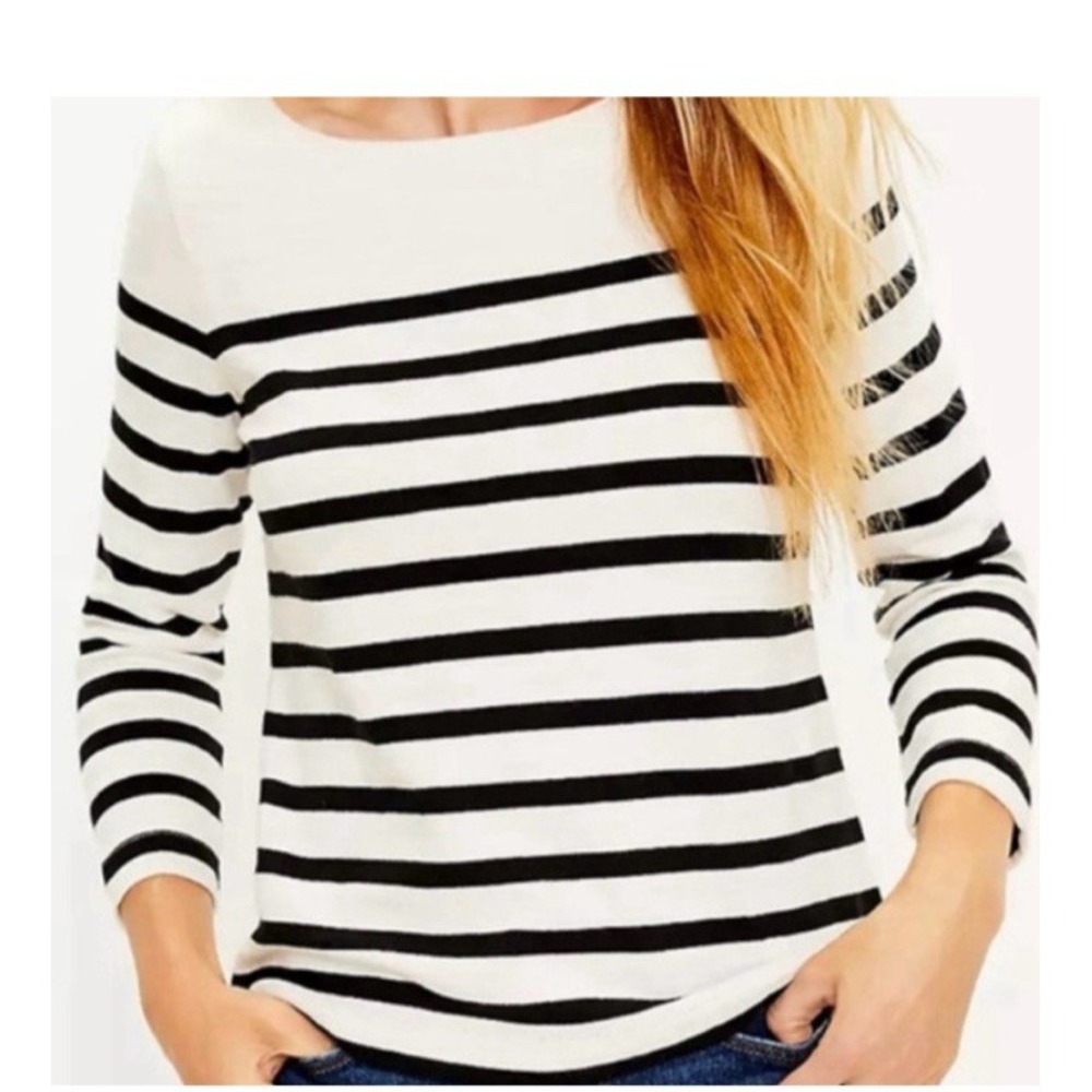 Loft Women's Top Stripped Boat neck Long Sleeve Cotton XL Coastal Rugby